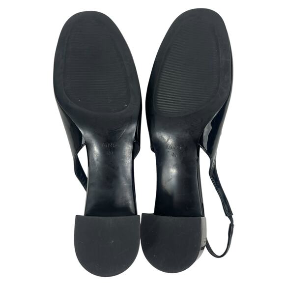 Mango Patent Leather Effect Slingback Mary Jane Pump Black Size 40 - Picture 9 of 12